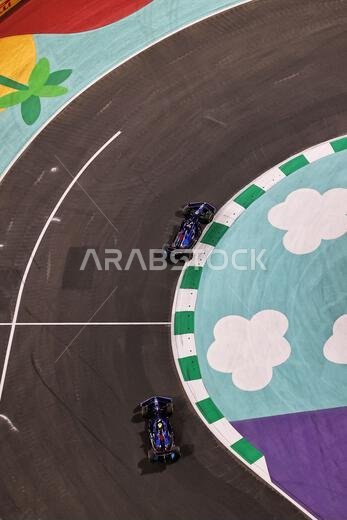 Jeddah, Saudi Arabia. 27th Mar, 2022. Alexander Albon (THA) Williams Racing FW44 leads team mate Nicholas Latifi (CDN) Williams Racing FW44. Saudi Arabian Grand Prix, Sunday 27th March 2022. Jeddah, Saudi Arabia. Credit: James Moy/Alamy Live News
