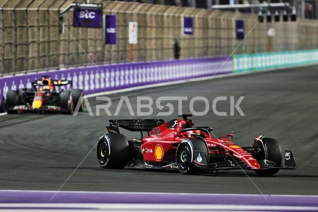 جدة، المملكة العربية السعودية. ٢٧ مارس ٢٠٢٢. شارل لوكلير (مون) فيراري F1-75. ٢٧/٠٣/٢٠٢٢. بطولة العالم للفورمولا ١، الجولة الثانية، جائزة السعودية الكبرى، جدة، المملكة العربية السعودية، يوم السباق. حقوق الصورة محفوظة لـ: XPB/Press Association Images. المصدر: XPB Images Ltd/Alamy Live News