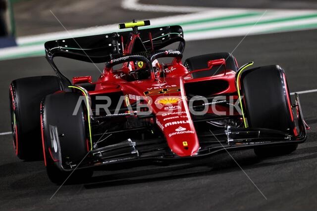 كارلوس ساينز جونيور (إسبانيا) - فيراري F1-75. 26 مارس 2022. بطولة العالم للفورمولا 1، الجولة الثانية، جائزة السعودية الكبرى، جدة، المملكة العربية السعودية، يوم التصفيات. حقوق الصورة محفوظة لـ: XPB/Press Association Images.
