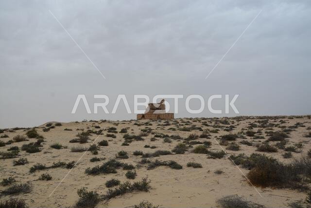 مبنى طيني قديم على شواطئ العقير، شرق المملكة العربية السعودية مبنى طيني قديم على شواطئ العقير، شرق المملكة العربية السعودية