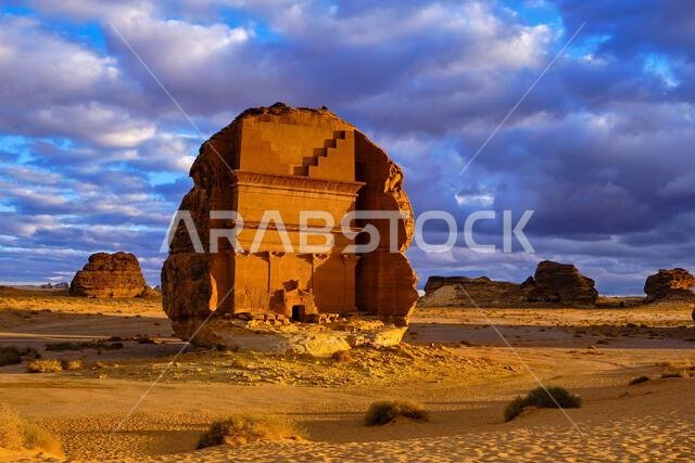 المملكة العربية السعودية، منطقة المدينة المنورة، العلا أو العلا، القبر النبطي في الحجر (مدائن صالح) الموقع الأثري، قبر لحيان أو قصر الفريد