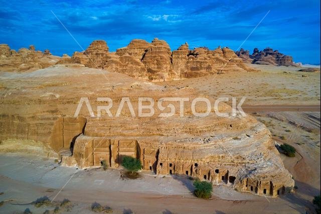 Saudi Arabia, Al Madinah Region, AlUla or Al Ula, Nabatean Tomb In Hegra (Madain Saleh) Archaeologic Site,  Jabal AlBanat tomb