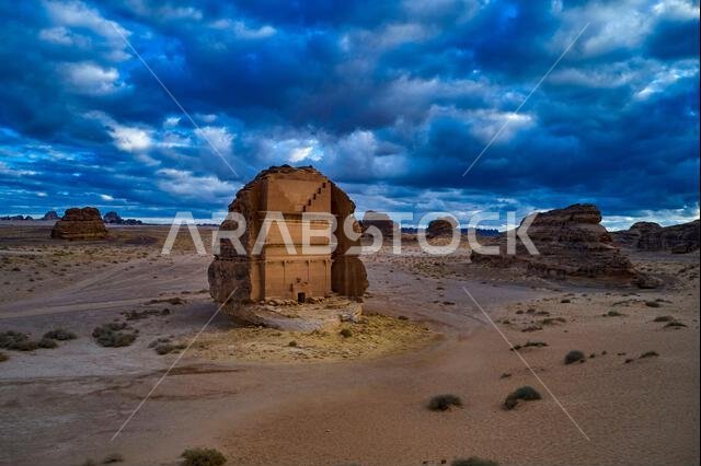 المملكة العربية السعودية، منطقة المدينة المنورة، العلا أو العلا، القبر النبطي في الحجر (مدائن صالح) الموقع الأثري، قبر لحيان أو قصر الفريد