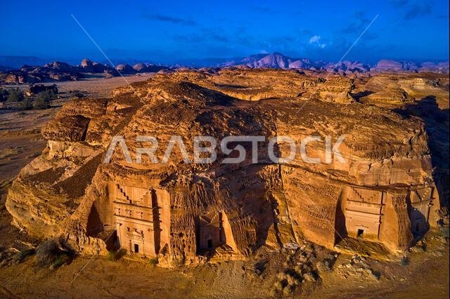 المملكة العربية السعودية، منطقة المدينة المنورة، العلا أو العلا، القبر النبطي في الحجر (مدائن صالح) الموقع الأثري، قبر جبل الخريمات