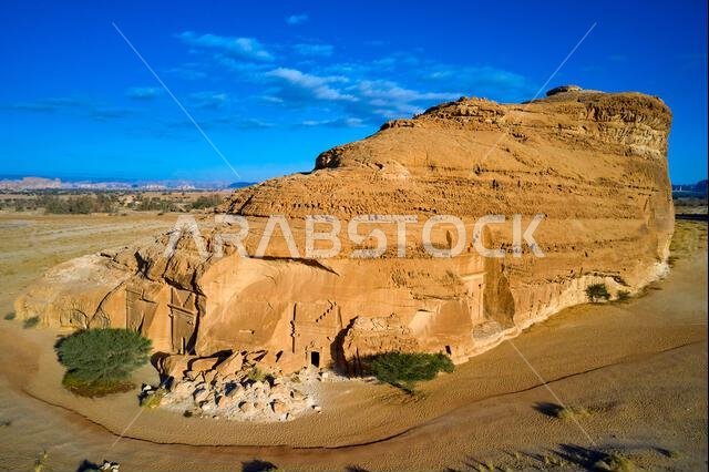 Saudi Arabia, Al Madinah Region, AlUla or Al Ula, Nabatean Tomb In Hegra (Madain Saleh) Archaeologic Site,  Jabal AlBanat tomb