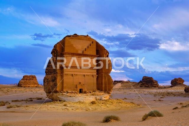 المملكة العربية السعودية، منطقة المدينة المنورة، العلا أو العلا، القبر النبطي في الحجر (مدائن صالح) الموقع الأثري، قبر لحيان أو قصر الفريد