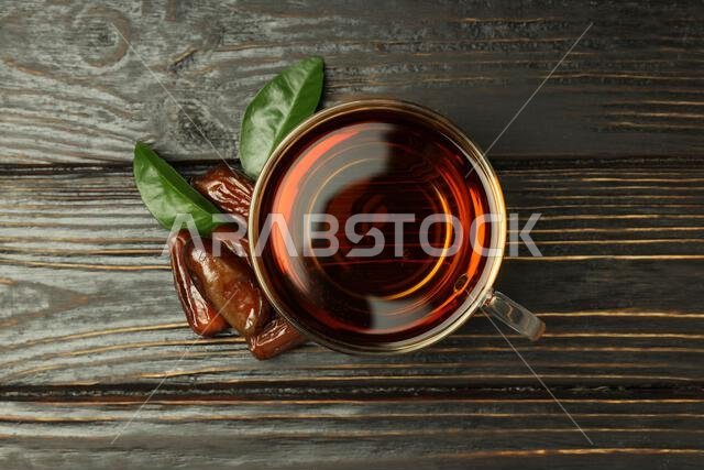 Concept of Ramadan Kareem food, top view