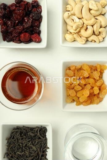 مفهوم طعام رمضان كريم، منظر علوي مفهوم طعام رمضان كريم، منظر علوي