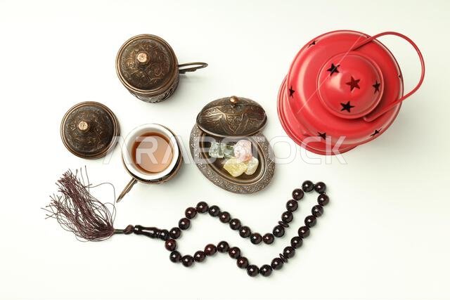 Concept of Ramadan Kareem food, top view
