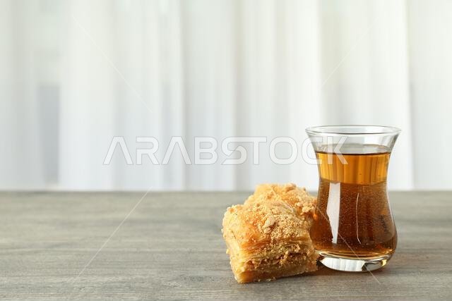 Concept of Ramadan food, space for text