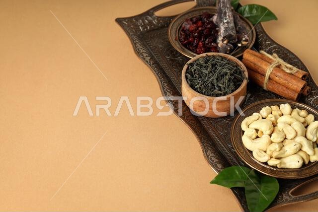 Concept of Ramadan food, space for text