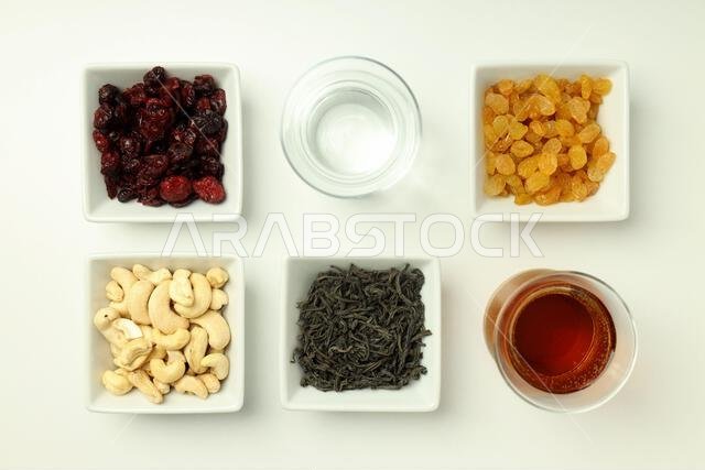 Concept of Ramadan Kareem food, top view