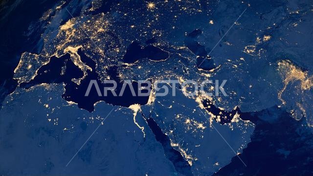 صورة للأرض ليلاً، أضواء مدن أوروبا والشرق الأوسط وتركيا وإيطاليا والبحر الأبيض المتوسط والبحر الأسود من الفضاء. عناصر هذه الصورة مقدمة من وكالة ناسا. صورة للأرض ليلاً، أضواء مدن أوروبا والشرق الأوسط وتركيا وإيطاليا والبحر الأبيض المتوسط والبحر الأسود من الفضاء. عناصر هذه الصورة مقدمة من وكالة ناسا.