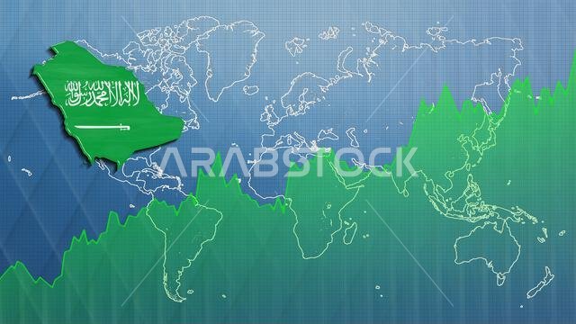 Map of Saudi Arabia, financial success, economy growth Map of Saudi Arabia, financial success, economy growth