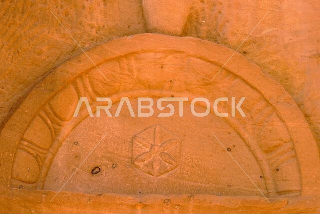 Saudi Arabia, Al Madinah Region, AlUla or Al Ula, Nabatean Tomb In Hegra (Madain Saleh) Archaeologic Site,  Jabal AlKhuraymat tomb