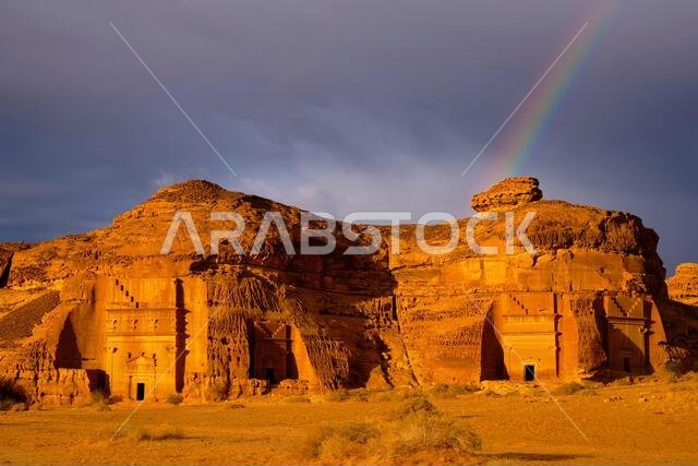 المملكة العربية السعودية، منطقة المدينة المنورة، العلا أو العلا، القبر النبطي في الحجر (مدائن صالح) الموقع الأثري، قبر جبل الخريمات