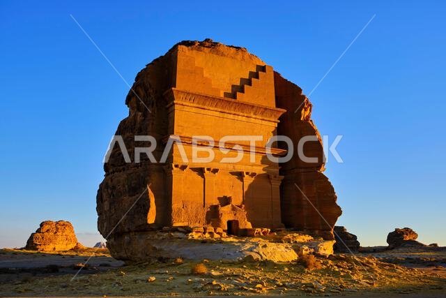 المملكة العربية السعودية، منطقة المدينة المنورة، العلا أو العلا، القبر النبطي في الحجر (مدائن صالح) الموقع الأثري، قبر لحيان أو قصر الفريد
