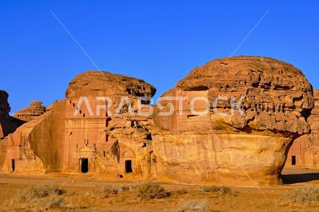 المملكة العربية السعودية، منطقة المدينة المنورة، العلا أو العلا، القبر النبطي في الحجر (مدائن صالح) الموقع الأثري، قبر جبل الخريمات