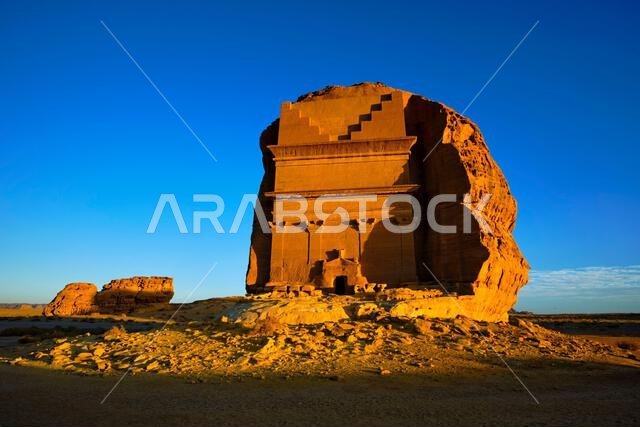 المملكة العربية السعودية، منطقة المدينة المنورة، العلا أو العلا، القبر النبطي في الحجر (مدائن صالح) الموقع الأثري، قبر لحيان أو قصر الفريد