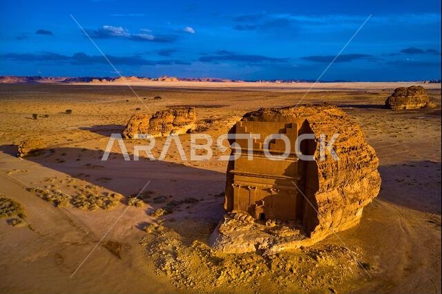 Saudi Arabia, Al Madinah Region, AlUla or Al Ula, Nabatean Tomb In Hegra (Madain Saleh) Archaeologic Site, Lihyan tomb or Qasr Al Farid
