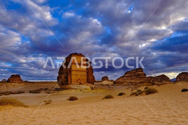 المملكة العربية السعودية، منطقة المدينة المنورة، العلا أو العلا، القبر النبطي في الحجر (مدائن صالح) الموقع الأثري، قبر لحيان أو قصر الفريد