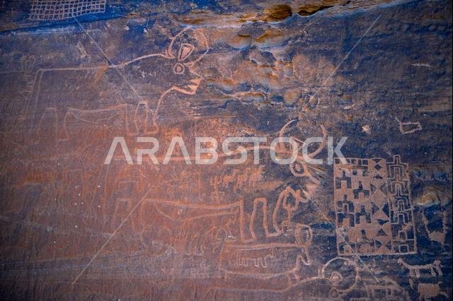 Saudi Arabia, Al Madinah Region, AlUla or Al Ula,  Archaeologic Site of rock carving