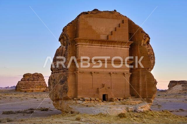Saudi Arabia, Al Madinah Region, AlUla or Al Ula, Nabatean Tomb In Hegra (Madain Saleh) Archaeologic Site, Lihyan tomb or Qasr Al Farid