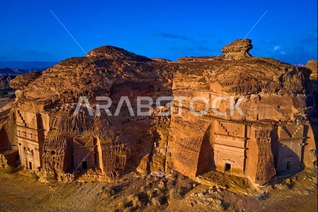Saudi Arabia, Al Madinah Region, AlUla or Al Ula, Nabatean Tomb In Hegra (Madain Saleh) Archaeologic Site,  Jabal AlKhuraymat tomb
