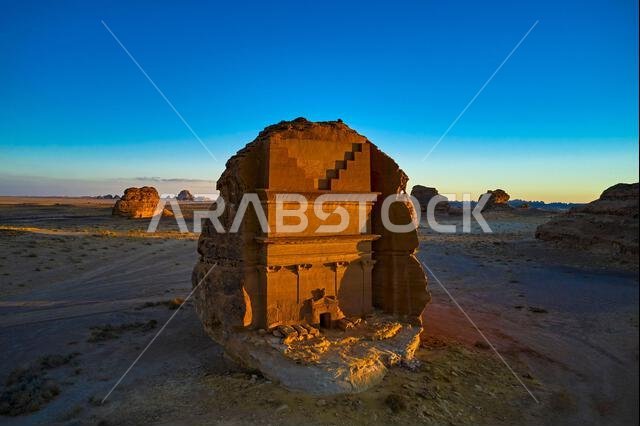 Saudi Arabia, Al Madinah Region, AlUla or Al Ula, Nabatean Tomb In Hegra (Madain Saleh) Archaeologic Site, Lihyan tomb or Qasr Al Farid