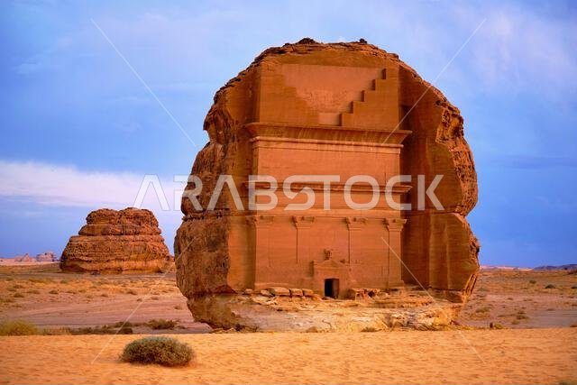 Saudi Arabia, Al Madinah Region, AlUla or Al Ula, Nabatean Tomb In Hegra (Madain Saleh) Archaeologic Site, Lihyan tomb or Qasr Al Farid