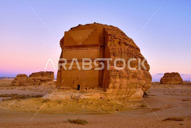 Saudi Arabia, Al Madinah Region, AlUla or Al Ula, Nabatean Tomb In Hegra (Madain Saleh) Archaeologic Site, Lihyan tomb or Qasr Al Farid