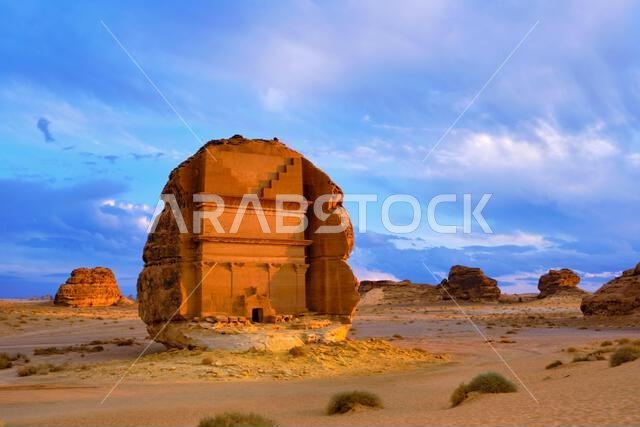 المملكة العربية السعودية، منطقة المدينة المنورة، العلا أو العلا، القبر النبطي في الحجر (مدائن صالح) الموقع الأثري، قبر لحيان أو قصر الفريد