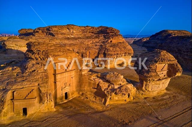 Saudi Arabia, Al Madinah Region, AlUla or Al Ula, Nabatean Tomb In Hegra (Madain Saleh) Archaeologic Site,  Jabal AlKhuraymat tomb