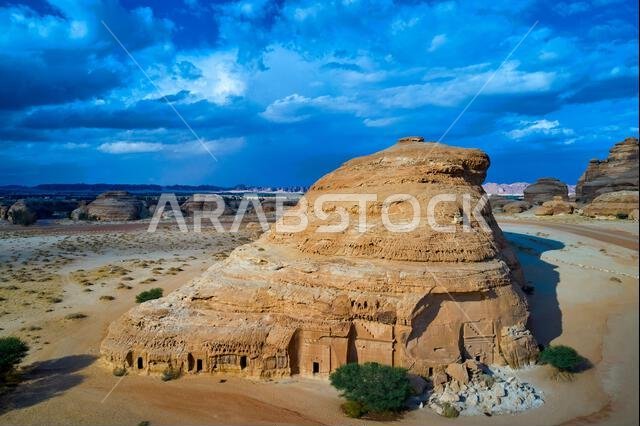Saudi Arabia, Al Madinah Region, AlUla or Al Ula, Nabatean Tomb In Hegra (Madain Saleh) Archaeologic Site,  Jabal AlBanat tomb