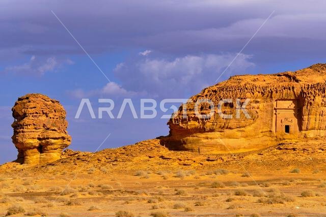 Saudi Arabia, Al Madinah Region, AlUla or Al Ula, Nabatean Tomb In Hegra (Madain Saleh) Archaeologic Site