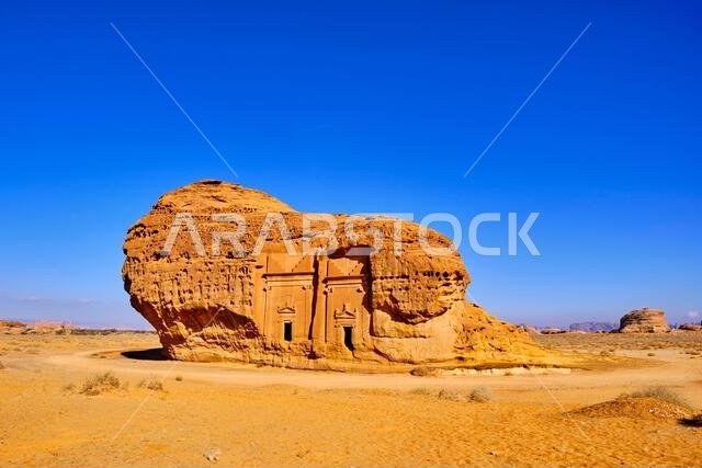Saudi Arabia, Al Madinah Region, AlUla or Al Ula, Nabatean Tomb In Hegra (Madain Saleh) Archaeologic Site,  Jabal AlAhmar tomb