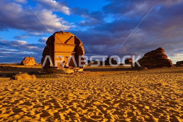 Saudi Arabia, Al Madinah Region, AlUla or Al Ula, Nabatean Tomb In Hegra (Madain Saleh) Archaeologic Site, Lihyan tomb or Qasr Al Farid
