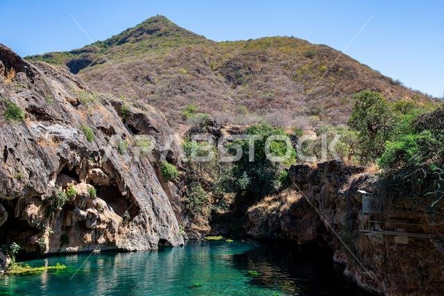 Turquoise water pools, Ain Sahlounout, Salalah, Oman, Middle East