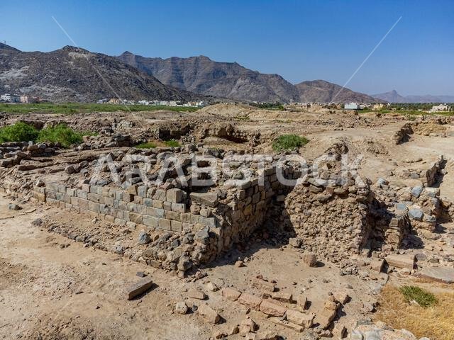 Aerial of Al Ukhdud Archaeological Site, Najran, Kingdom of Saudi Arabia, Middle East