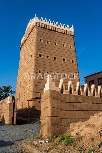 أبراج طينية مبنية على الطراز التقليدي تُستخدم كمساكن، نجران، المملكة العربية السعودية، الشرق الأوسط
