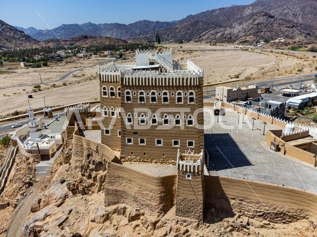 Aerial of the Al-Aan Palace, Najran, Kingdom of Saudi Arabia, Middle East