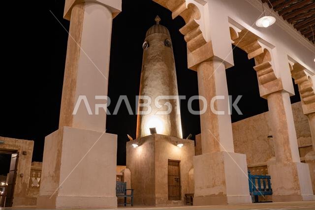 View of a old mosque inside the wakrah market.shot during night View of a old mosque inside the wakrah market.shot during night