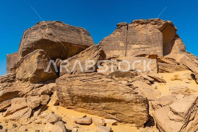 Rock carvings, Bir Hima Rock Petroglyphs and Inscriptions, UNESCO World Heritage Site, Najran, Kingdom of Saudi Arabia, Middle East