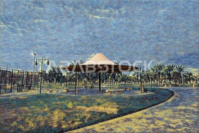 مشهد حديقة - بأسلوب فني مع التركيز
