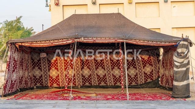 Traditional arabic tent kept for display at the qatar Souq