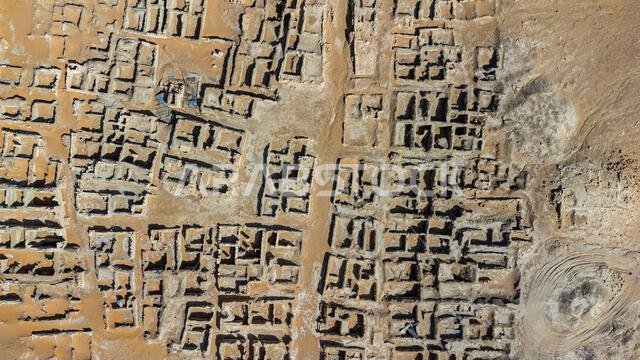 صورة جوية لمدينة قرية الفاو، عاصمة مملكة كنده الأولى، المملكة العربية السعودية، الشرق الأوسط
