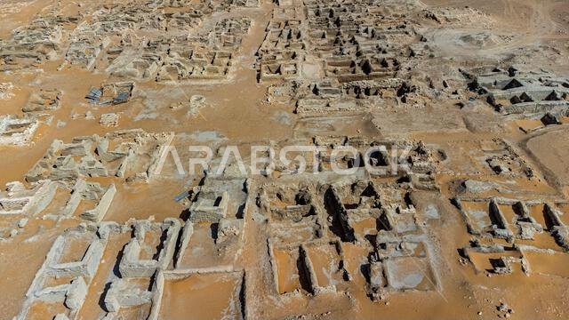 Aerial of Qaryat al-Faw capital of the first Kindah kingdom, Kingdom of Saudi Arabia, Middle East