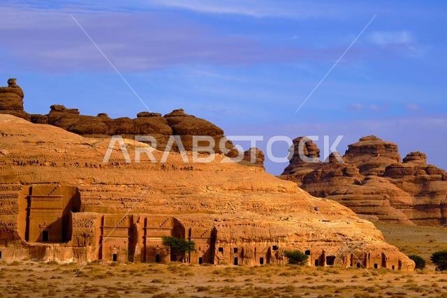 المملكة العربية السعودية، منطقة المدينة المنورة، العلا أو العلا، قبر النبطي في الحجر (مدائن صالح) الموقع الأثري، قبر جبل البنات