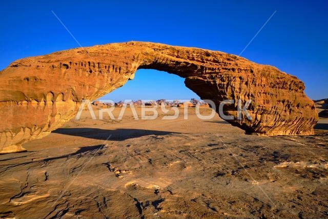 Saudi Arabia, Al Madinah Region, AlUla or Al Ula, the Arc Mountain, arc-shaped rock