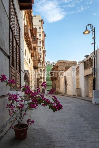 Jeddah, Saudi Arabia, 6th January 2022: street scene in old Jeddah